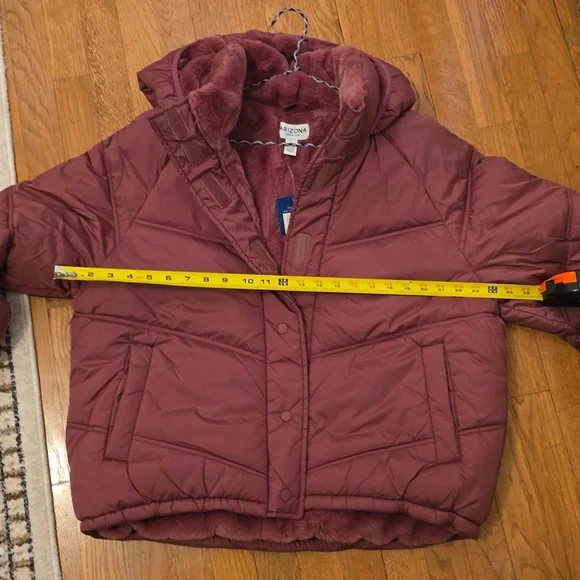 ARIZONA JEAN CO WOMEN'S JUNIORS WINTER BERRY HOODED COAT SIZE LARGE - Picture 10 of 15